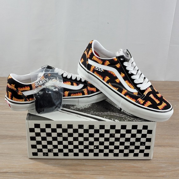 Vans Other - New Vans Skate Old Skool Thrasher Black Multi Flame Skateboarding Shoes